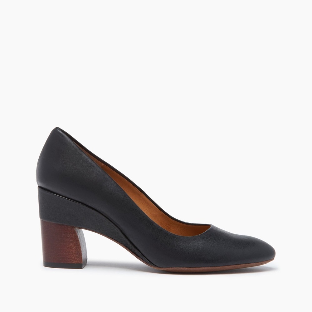 COCLICO Black / Navy Leather Heels with Flare NWT